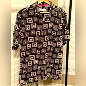 Tommy Bahama Mens Black 100% Silk Size M Hawaiian Shirt